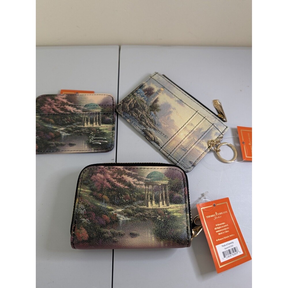 Monarque Thomas Kinkade Zipper Wallet Scenic Lighthouse Landscape Art Multicolor